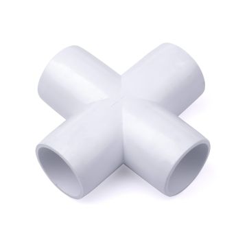 247Garden 1 in. PVC 4-Way Cross Fitting - ASTM SCH40 Furniture-Grade Connector