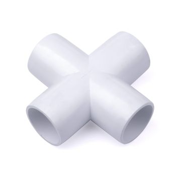 247Garden 1 in. PVC 4-Way Cross Fitting - ASTM SCH40 Furniture-Grade Connector