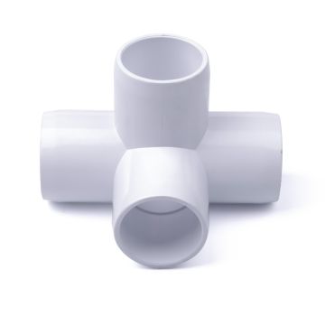 247Garden 1-1/4 in. PVC 4-Way Elbow Fitting - ASTM SCH40 Furniture-Grade Connector