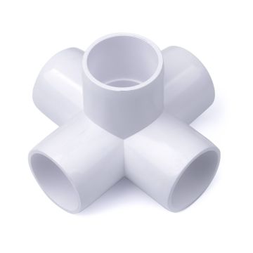 SCH40 5-Way Elbow PVC Fitting ASTM Furniture-Grade for 1/2", 3/4", 1", 1-1/4", 1-1/2" Pipes