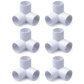 6-Pack 1-1/4" 3-Way SCH40 PVC Elbow, Furniture-Grade Schedule 40 PVC Fittings