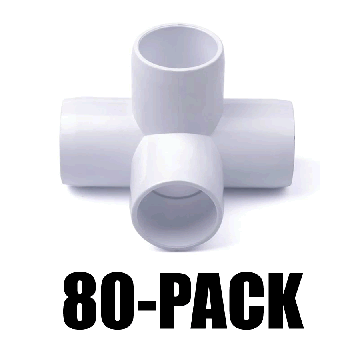 80-Pack 1/2" PVC 4-Way Fittings SCH40 ASTM Furniture-Grade