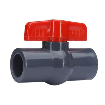 247Garden ERA Heavy-Type 1/2" PVC Compact Ball Valve American-Standard Fitting (Black Grey Color, Red Handle, Thicker Wall, Socket-Type) for SCH80/SCH40 Pipes
