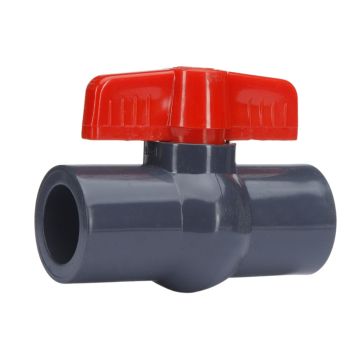 1/2 in. Heavy-Duty SCH80 PVC Compact Ball Valve American-Standard Fitting (Black Grey Color, Red Handle, Thicker Wall, Socket-Type) for SCH80/SCH40 Pipes