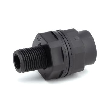 247Garden 1/2" PVC Bulkhead Tank Connector w/2 Gaskets, Male/Female Fitting