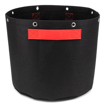 247Garden 10-Gallon LST/Bonsai Training Fabric Pot W/ 8 Grommet Support Rings, 260GSM, Black Grow Bag w/Short Red Handles 13H x 15D