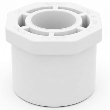 1-1/4 x 1/2 in. Schedule 40 PVC Reducing Ring/Reducer Bushing Pipe Fitting NSF SCH40 ASTM D2466 1.25" Spigot x 0.5" Socket