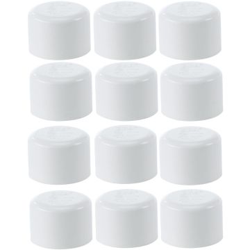 12-Pk 1-1/4 in. Schedule 40 PVC Caps/Slip Socket End Plug Pipe Fittings White NSF SCH40 ASTM D2466 1.25"
