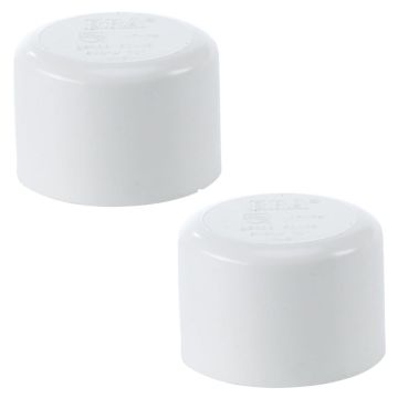 2-Pk 1-1/4 in. Schedule 40 PVC Caps/Slip Socket End Plug Pipe Fittings NSF SCH40 ASTM D2466 1.25"