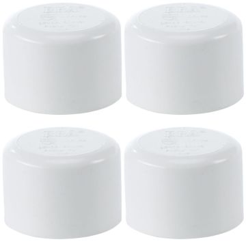 4-Pk 1-1/4 in. Schedule 40 PVC Caps/Slip Socket End Plug Pipe Fittings NSF SCH40 ASTM D2466 1.25"