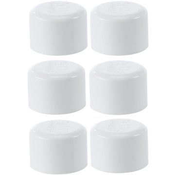 6-Pk 1-1/4 in. Schedule 40 PVC Caps/Slip Socket End Plug Pipe Fittings White NSF SCH40 ASTM D2466 1.25"