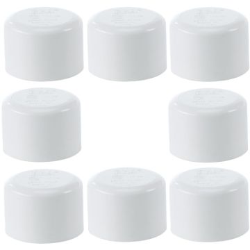 8-Pk 1-1/4 in. Schedule 40 PVC Caps/Slip Socket End Plug Pipe Fittings White NSF SCH40 ASTM D2466 1.25"