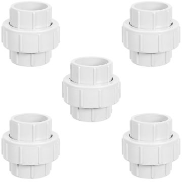 5-Pack 1-1/4 in. PVC Pipe Slip/Solvent Unions w/ EPDM O-Ring for SCH40/SCH80 PVC Pipe Socket-Fittings SxS ASTM D2466/F1970 1.5"