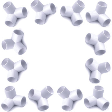 12-Pack 1/2 in 3-Way SCH40 PVC Elbow Fittings ANSI ASTM Furniture Grade Connectors