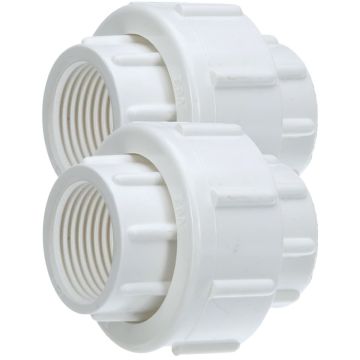 2-Pk 1/2 in. PVC SCH-40 Unions Threaded-Type w/ EPDM O-Ring FIPT x FIPT Pipe Fittings ASTM D2466/F1970