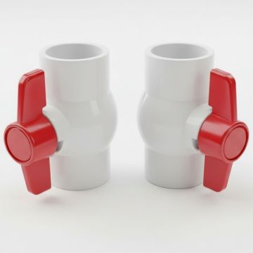 2-Pack 1-1/2 in. Schedule 40 PVC Compact Ball Shut-off Valve, Socket Pipe Fitting