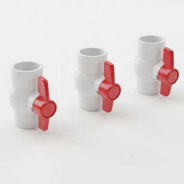 3-Pack 1-1/2 in. Schedule 40 PVC Compact Ball Shut-off Valve, Socket Pipe Fitting