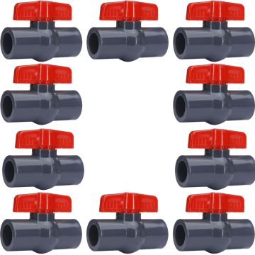 10-Pack 1/2 in. Heavy-Duty PVC Compact Ball Shut-off Valves Socket-Type for SCH40/SCH80 Pipe Fitting
