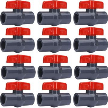 12-Pack 1/2 in. Heavy-Duty PVC Compact Ball Shut-off Valves Socket-Type for SCH40/SCH80 Pipe Fitting
