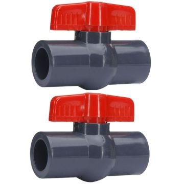 2-Pack 1 in. Heavy-Duty PVC Compact Ball Shut-off Valves Socket-Type for SCH40/SCH80 Pipe Fitting