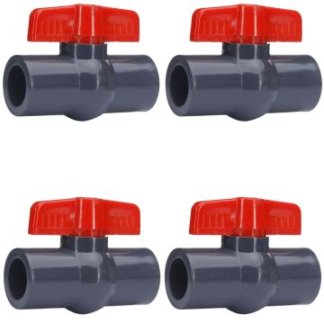 4-Pack 1/2 in. Heavy-Duty PVC Compact Ball Shut-off Valves Socket-Type for SCH40/SCH80 Pipe Fitting