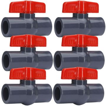 6-Pack 1/2 in. Heavy-Duty PVC Compact Ball Shut-off Valves Socket-Type for SCH40/SCH80 Pipe Fitting