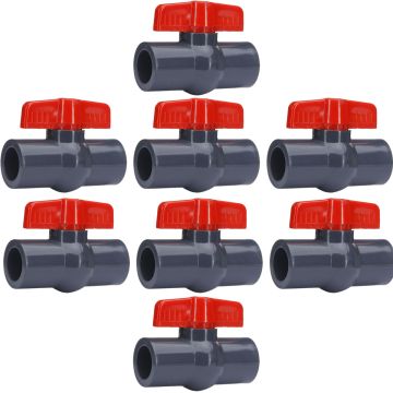 8-Pack 1/2 in. Heavy-Duty PVC Compact Ball Shut-off Valves Socket-Type for SCH40/SCH80 Pipe Fitting