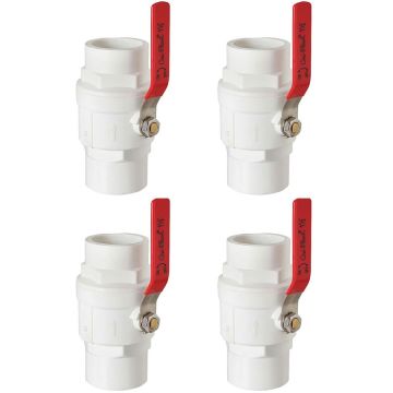 4-Pack 247Garden ERA 1 in. Two-Piece SCH40 PVC Chroming Ball Shut-Off Valve w/ Stainless Steel Handle