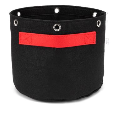 247Garden 2-Gallon LST Fabric Training Pot W/ 6 Support Rings, 260GSM, Black Grow Bag w/Short Red Handles