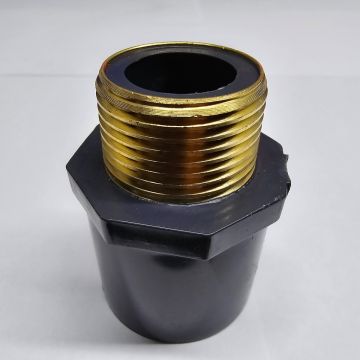 3/4 in. SCH-80 PVC  Male Adapter w/Brass Threaded-Fitting ASTM D2467/D2464 NPT 3/4" MTP, PVC-to-Brass Connector