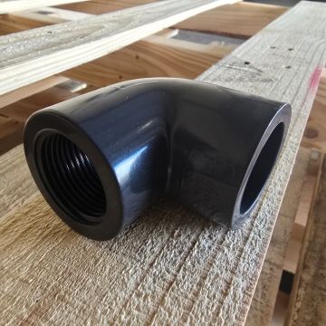 1 in. SCH80 PVC 90-Degree Female-Threaded Elbow for Schedule-80 High Pressure Water/Chemical Pipe Fitting (Socket x FPT Female Thread)