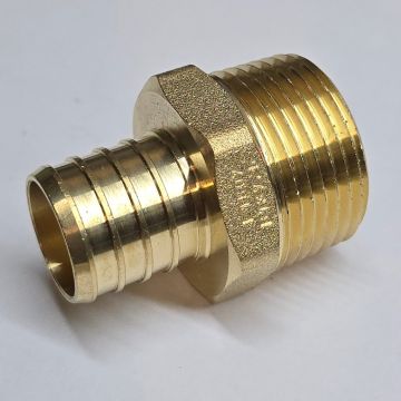 1 in. PEX-B Barb x 1 in. Male Pipe Thread MPT Adapter (Lead Free DZR Brass NSF-Listed F1807 Crimp Fitting)