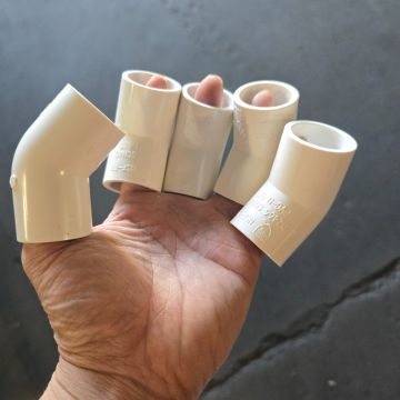 5-Pk 3/4 in. Schedule 40 PVC 45-Degree Elbow Fitting NSF Pipe Fitting SCH40 ASTM D2466