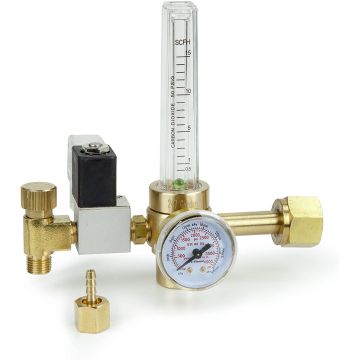 247Garden CO2 Regulator with Solenoid Valve 110V, Forged Brass Body, Nylon Washer, 4000 PSI Pressure Gauge, 0.5-15 SCFH Compatible for Indoor Gardening, Hydroponics, Beer Brewing