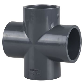 3 in. SCH-80 PVC Cross 4-Way High Pressure Pipe Fitting Slip/Socket-Ends NSF ASTM D2467