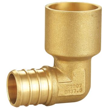 1/2 in. PEX x 1/2 in. Female Sweat Copper 90-Degree Elbow (Lead Free DZR Brass NSF F1807 PEX Crimp Fitting)