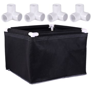247Garden 2X2 Aeration Frame Grow Bed/Raised Garden (30-Gallon Black 24L x 24W x 18H) w/4PCS 3-Way 3/4" PVC Corner Fitting Kit (No PVC Pipes)