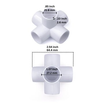 2-Pack 1/2 in. PVC 5-Way Elbow Fittings ASTM SCH40 D2466 Plumbing-Grade Connectors