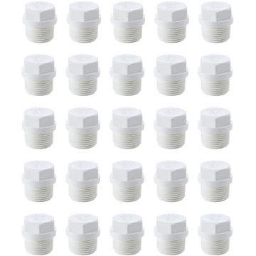 25-Pack 1/2 in. Schedule 40 PVC Male Thread Plugs, NSF/ASTM Pipe Fittings (MPT) SCH40 ASTM D2466