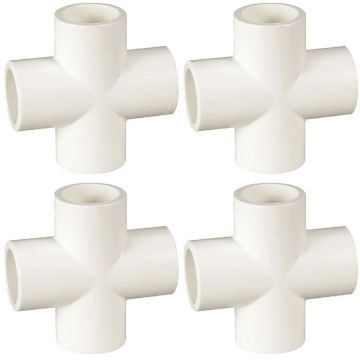 4-Pack 3/4" PVC Cross 4-Way Plumbing-Grade NSF Fittings ASTM D2466