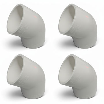 4-Pk 2.5 in. Schedule-40 PVC 45-Degree Elbow Pipe Fitting NSF SCH40 ASTM D2466