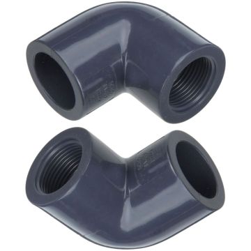1 in. SCH-80 PVC 90-Degree Female Threaded Elbow Fittings NSF ASTM D2467 Socket x FNPT 2-Pack