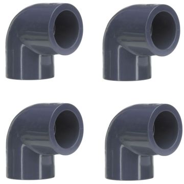 4-Pk 1/2 in. SCH-80 90-Degree PVC Elbow Fittings (Socket Ends) NSF ASTM D2467 High Pressure Pipe Fittings