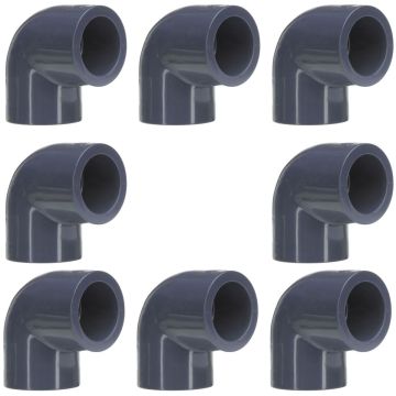 8-Pk 1/2 in. SCH-80 90-Degree PVC Elbow Fittings (Socket Ends) NSF ASTM D2467 High Pressure Pipe Fittings