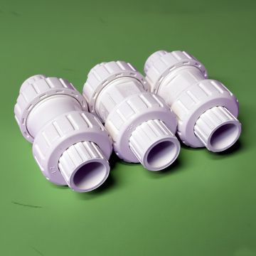 3-Pk 3/4 in. SCH-40 PVC True Union Ball Check Valves Socket-Type ASTM D2466/F1970 One-Way Pro-Flow Control Fittings