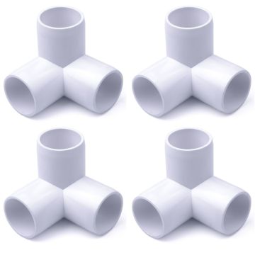 4-Pack 3/4 in. 3-Way PVC Elbows ASTM SCH40 Furniture-Grade Corner Fittings