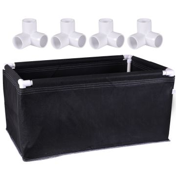 247Garden 2X3 Aeration Frame Grow Bed/Raised Garden (45-Gallon Black 36L x 24W x 18H) w/4PCS 3-Way 3/4" PVC Corner Fitting Kit (No PVC Pipes)