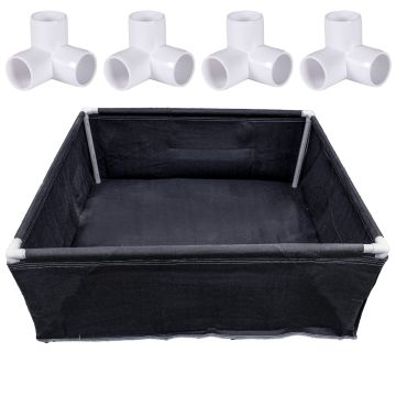 247Garden 4X4 Aeration Frame Grow Bed/Raised Garden (120-Gallon Black 48L x 48W x 18H) w/4PCS 3-Way 3/4" PVC Corner Fitting Kit (No PVC Pipes)