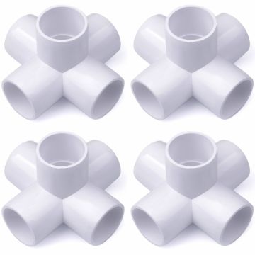 4-Pack 1/2 in. PVC 5-Way Elbow Fittings ASTM SCH40 Furniture-Grade Connectors