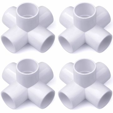 4-Pack 1/2 in. PVC 5-Way Elbow Fittings ASTM SCH40 D2466 Plumbing-Grade Connectors